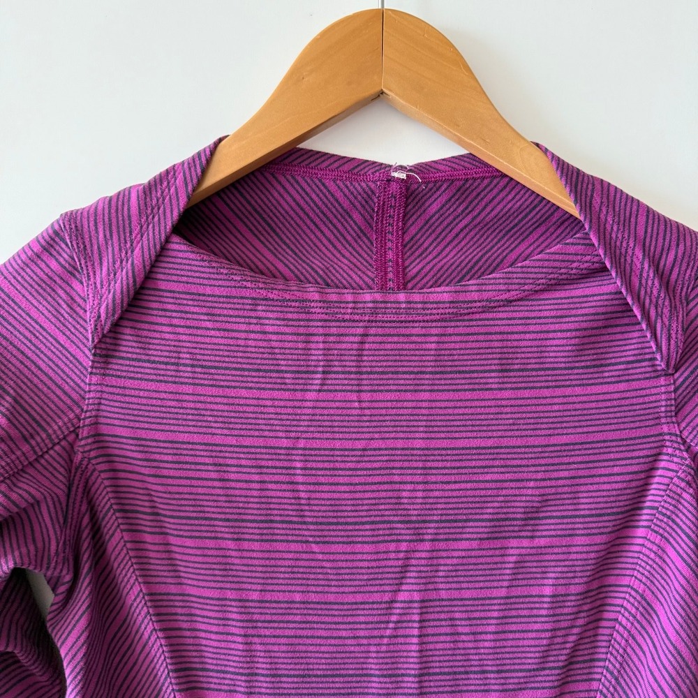 Lululemon Stripe Regal Plum Naval Blue Kanto Catch Me Long Sleeve Womens Size 4 - Picture 9 of 13